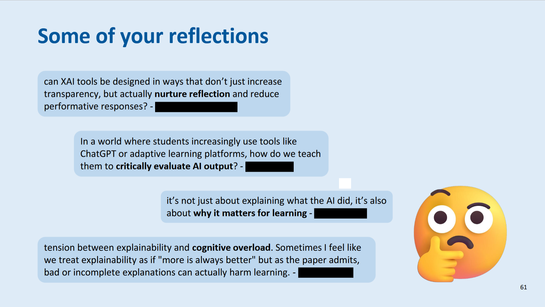 Some reflections of students